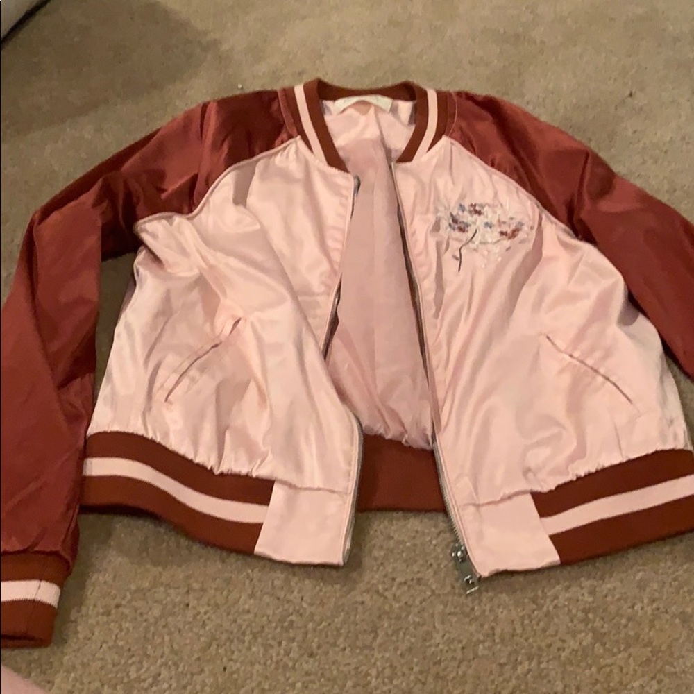 Pink jacket with beautiful floral embroidery
